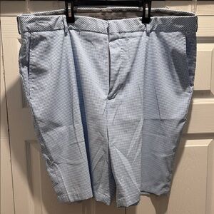 Walter Hagen Light Blue Checkered Flat Front Shorts